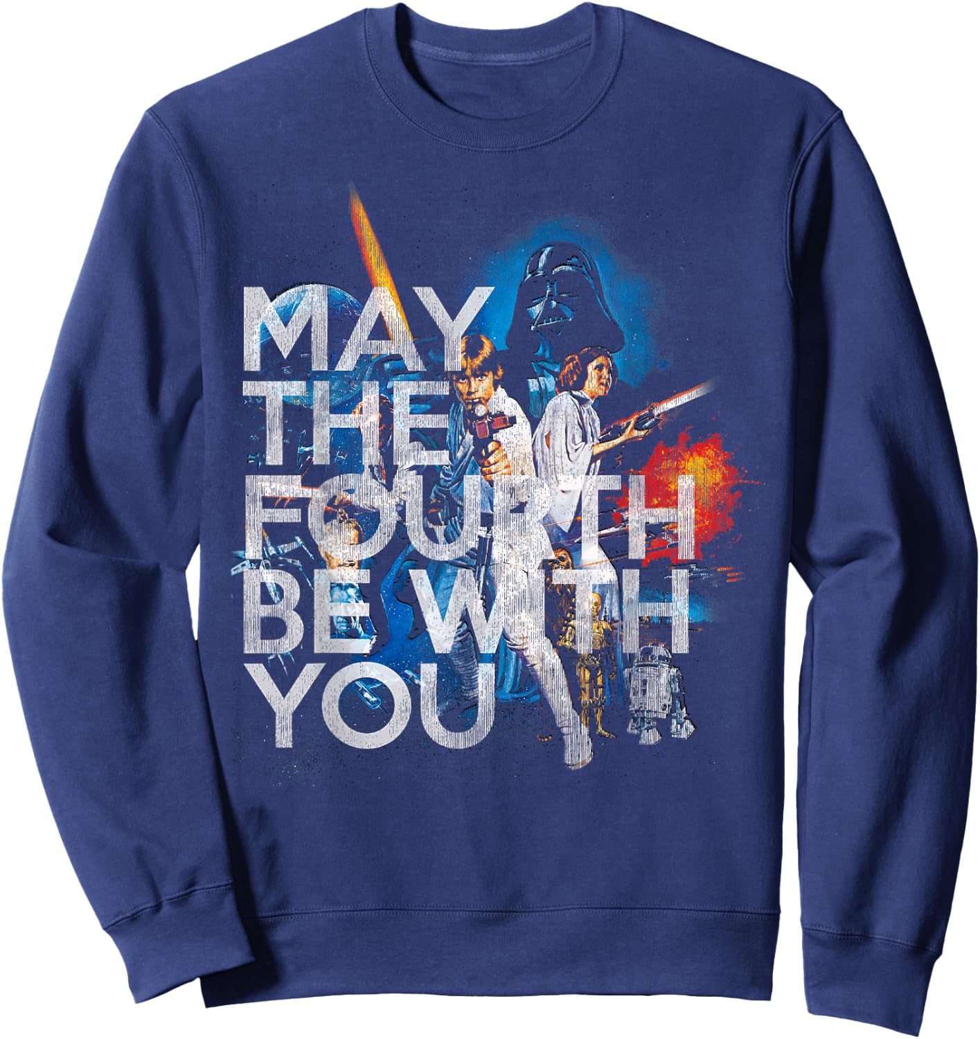 Star Wars May The Fourth Be With You Vintage Disney+ Sweatshirt - Sweatshirt | Navy