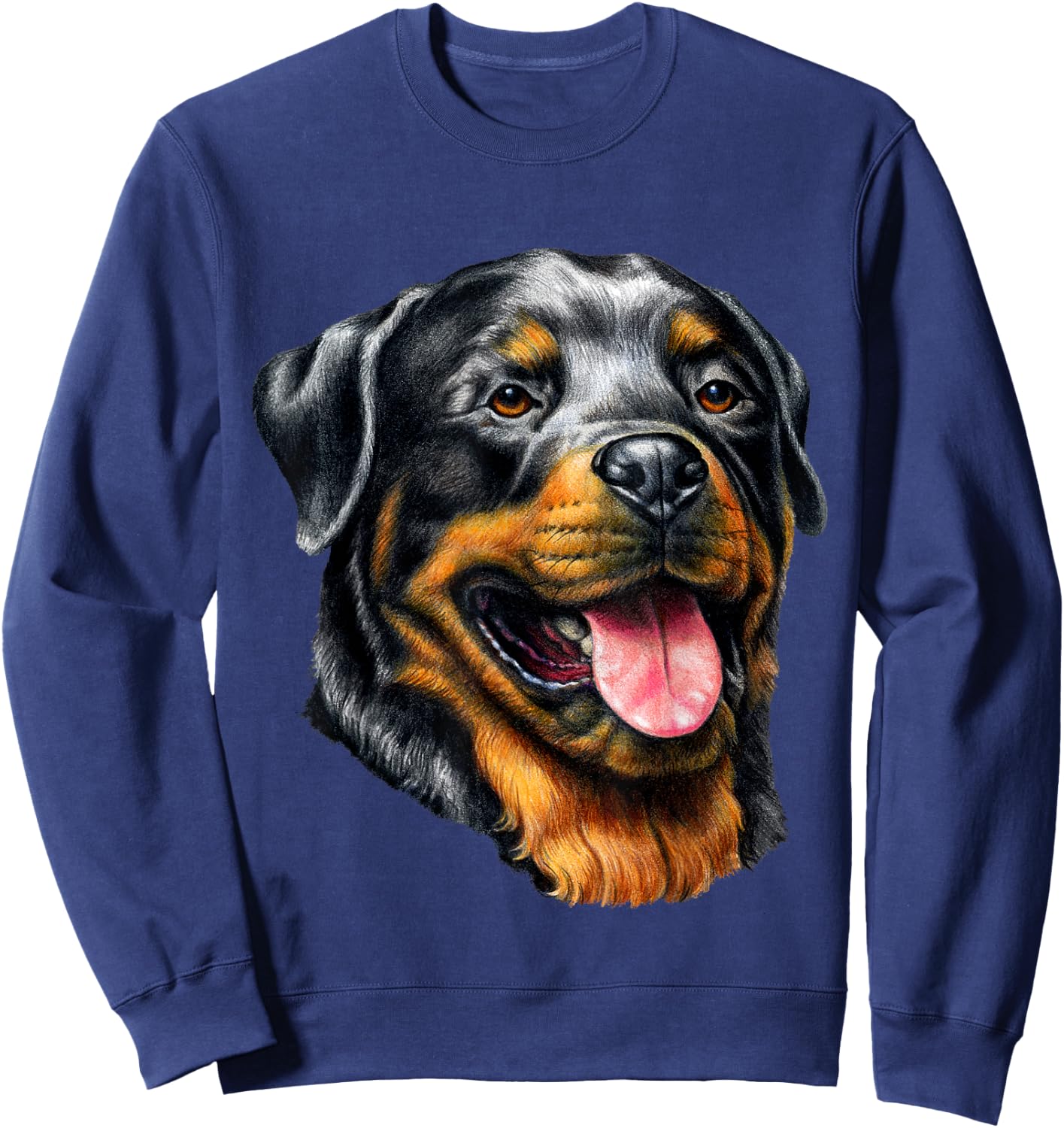 Face Portrait Watercolor Painting Rott Cool Dog Rottweiler Sweatshirt - Sweatshirt | Navy