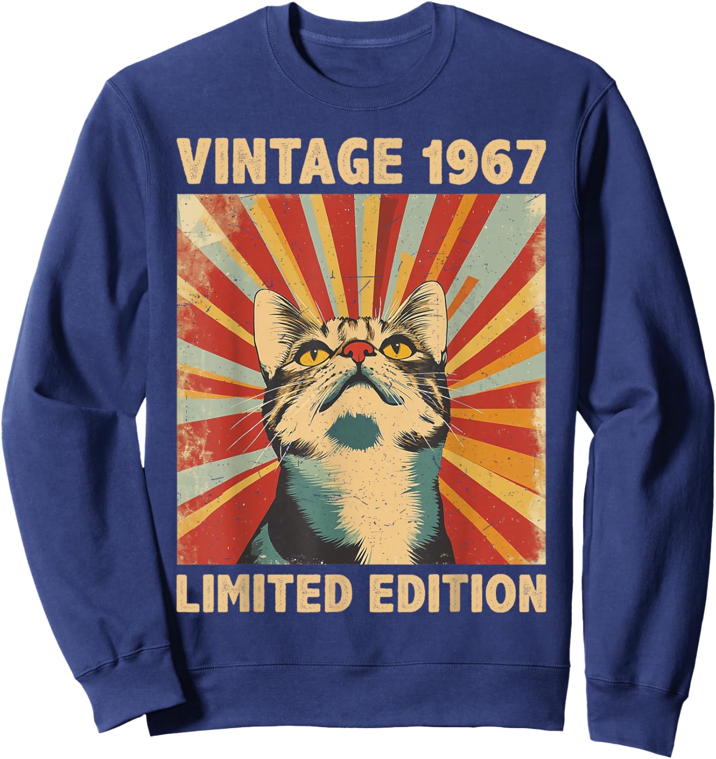 59 Years Old Gift Vintage 1967 Cat Lover 59th Birthday Sweatshirt - Sweatshirt | Navy