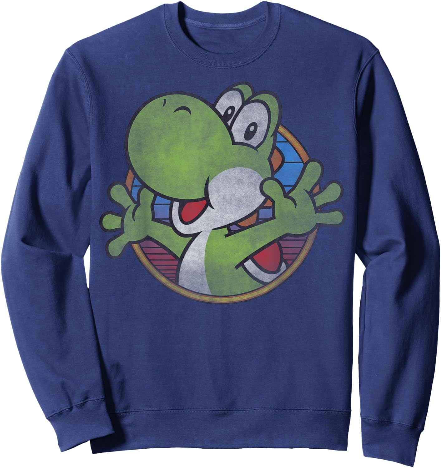 Super Mario Yoshi Color Fade Circle Logo Sweatshirt - Sweatshirt | Navy