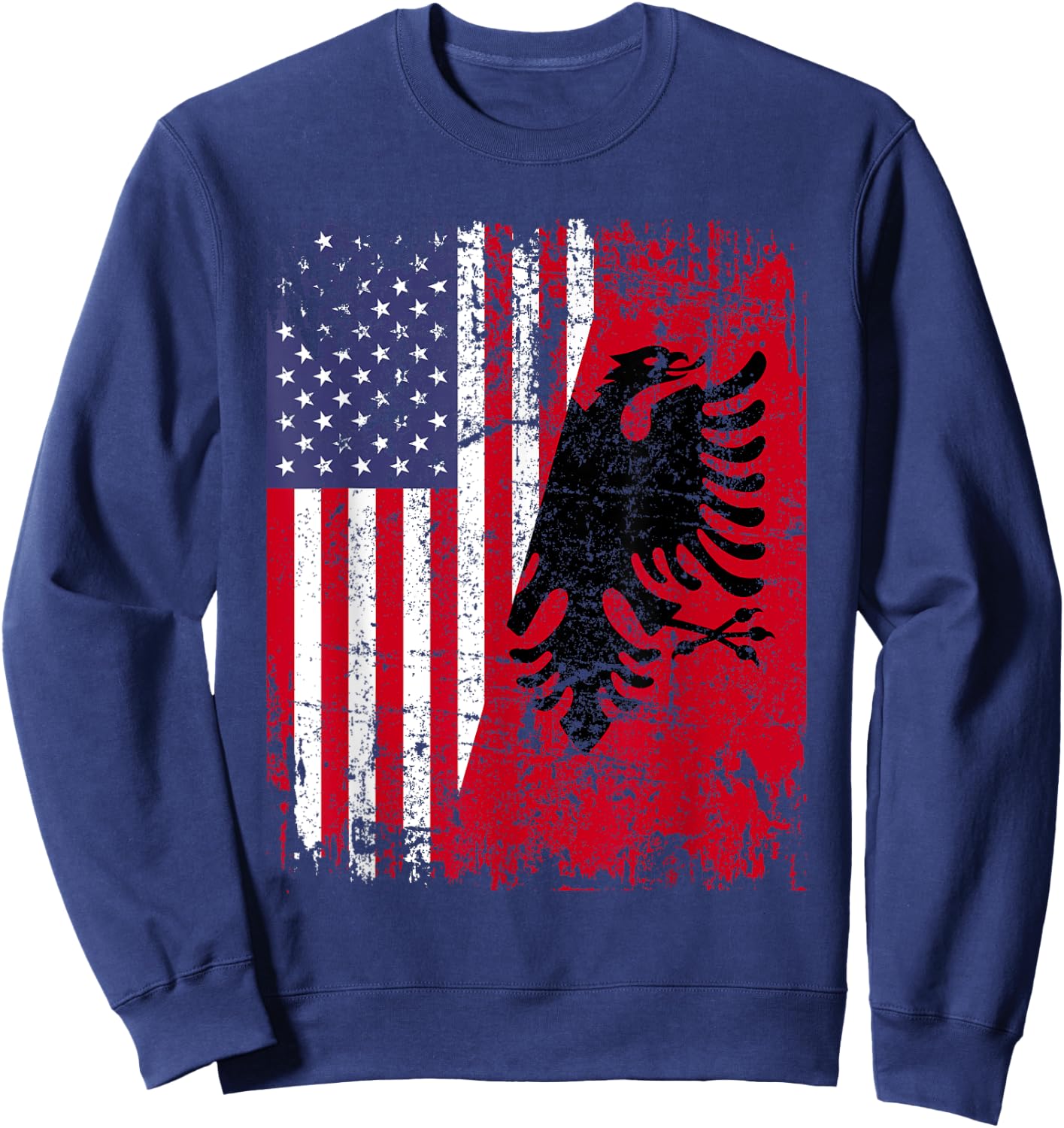 ALBANIAN ROOTS | Red Eagle | ALBANIA American Flag Sweatshirt - Sweatshirt | Navy