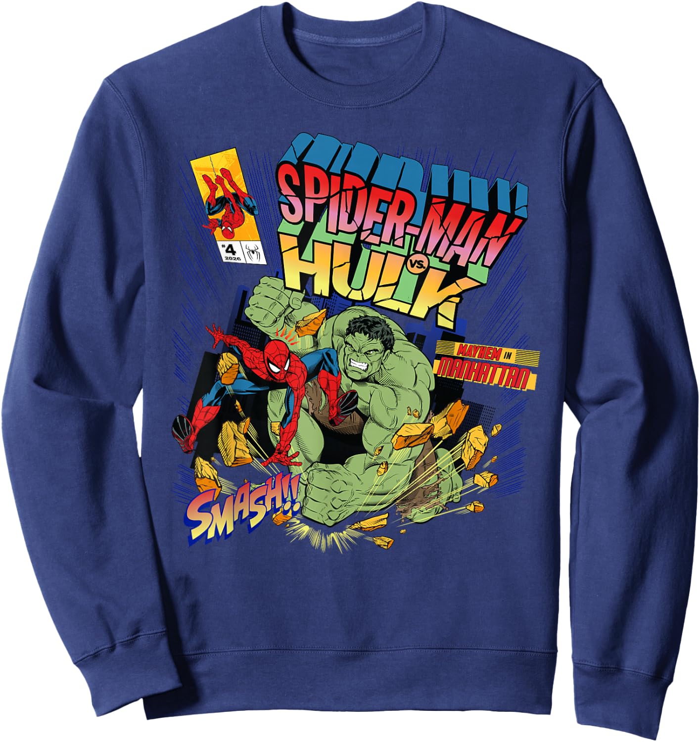 Marvel Studios Spider-Man BND Movie 2026 vs Hulk Comic Cover Sweatshirt - Sweatshirt | Navy