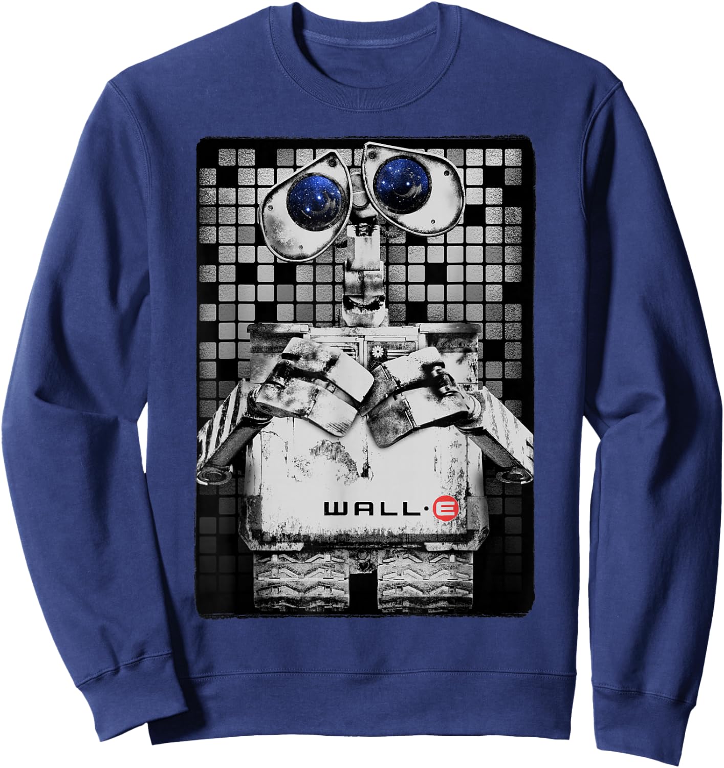 Disney Pixar Wall-E Distressed Tile Sad Eyes Movie Poster Sweatshirt - Sweatshirt | Navy