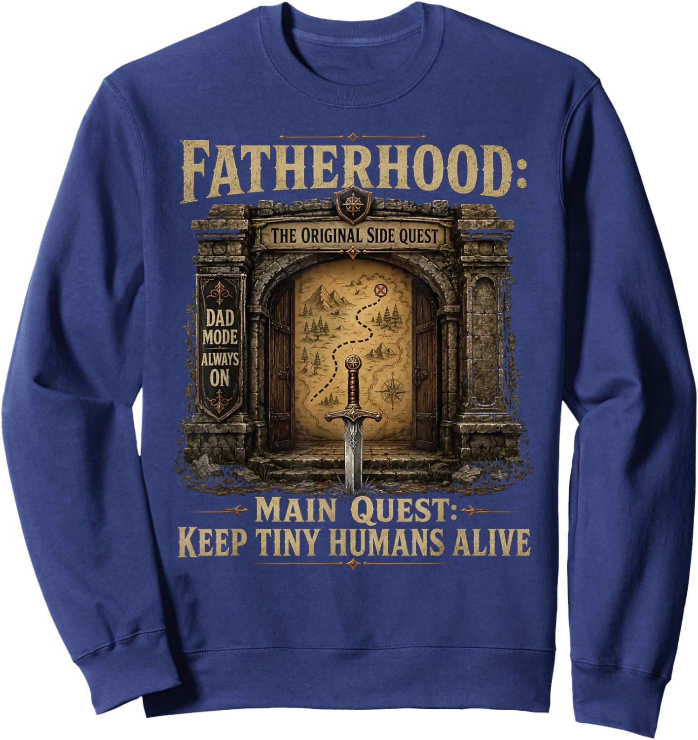 Father Fatherhood The Original Side Quest Dad Mode Sweatshirt - Sweatshirt | Navy