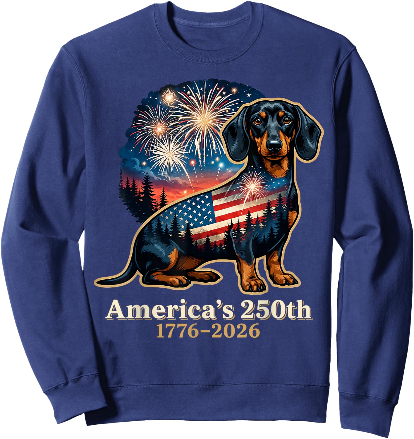 Funny Dachshund 4th of July Sweatshirt - Sweatshirt | Navy