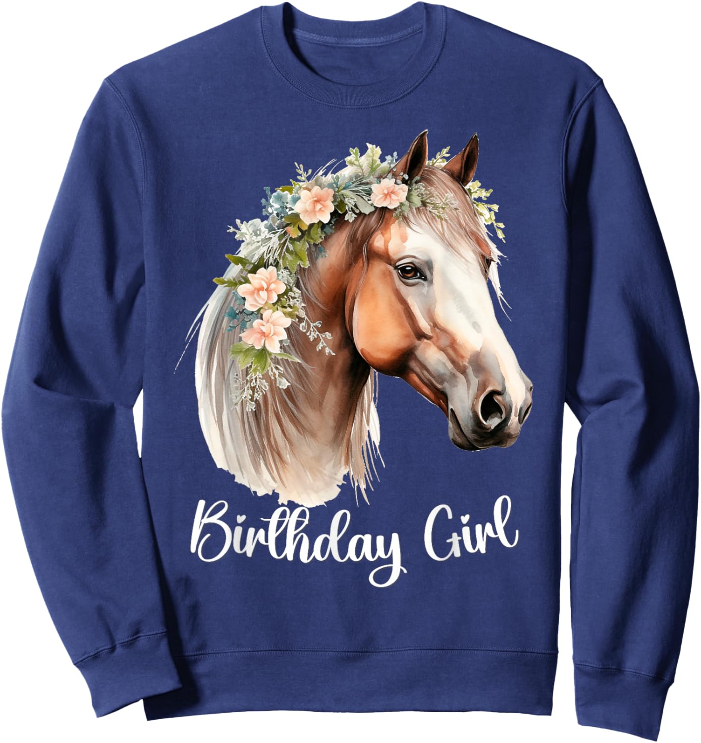 Horse Birthday Girl Party Outfit Pony Daughter Women Girls Sweatshirt - Sweatshirt | Navy
