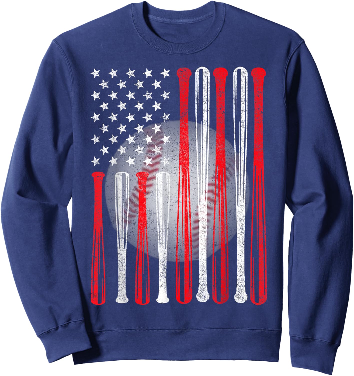 American Flag Vintage Baseball Flag , Dad, Mom Sweatshirt - Sweatshirt | Navy