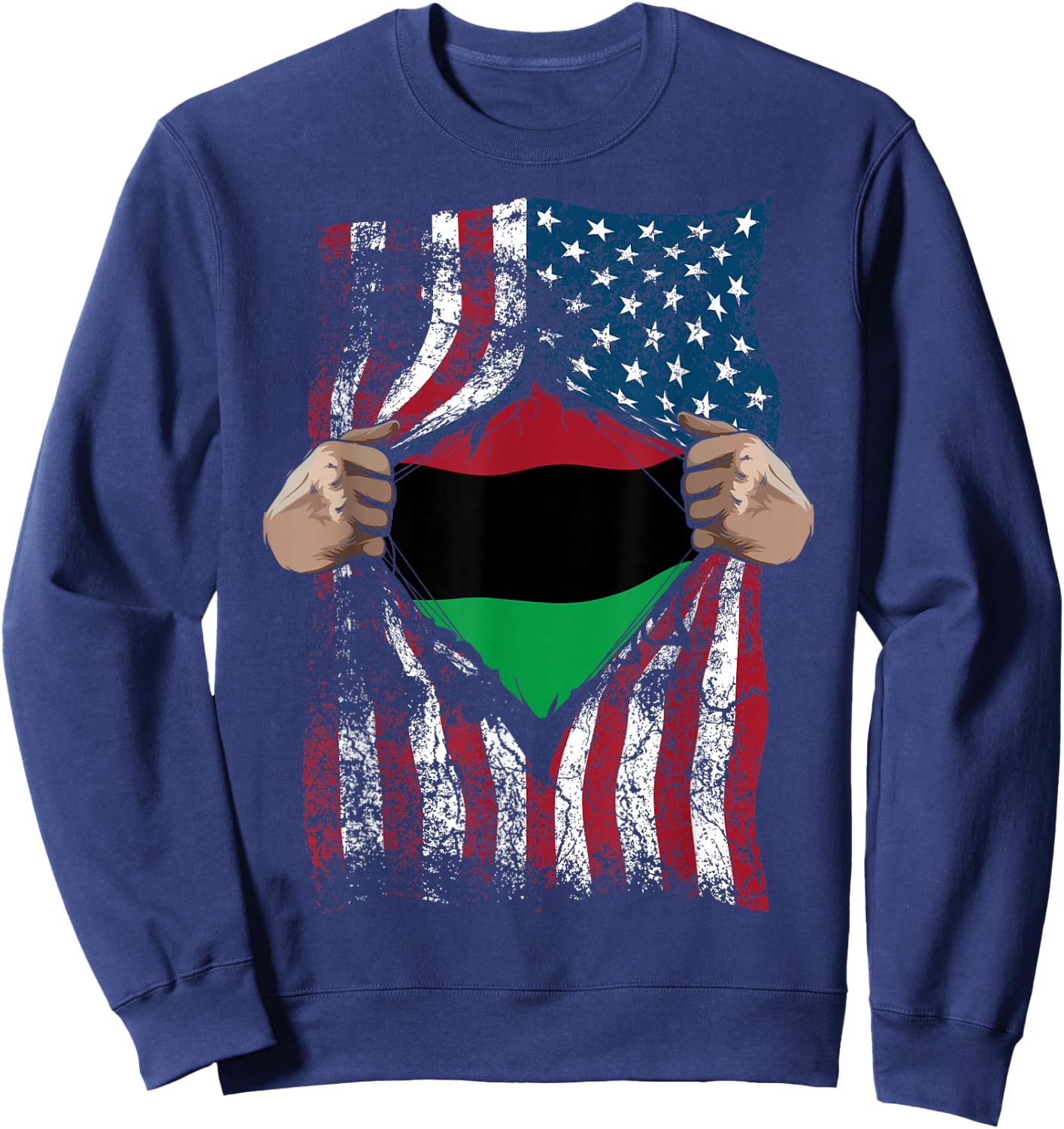 Pan African Unia Flag Shirt | Loyal Afro-Americans USA Gift Sweatshirt - Sweatshirt | Navy