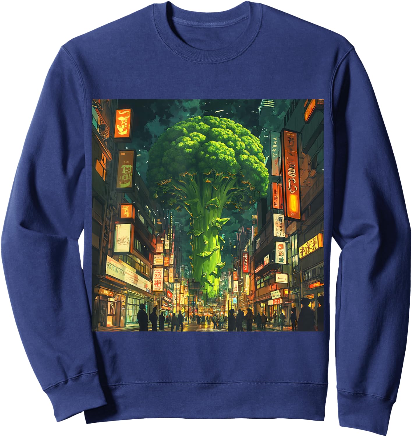 Mob Psycho100 Anime Fan Art Broccoli Tree City Sweatshirt - Sweatshirt | Navy