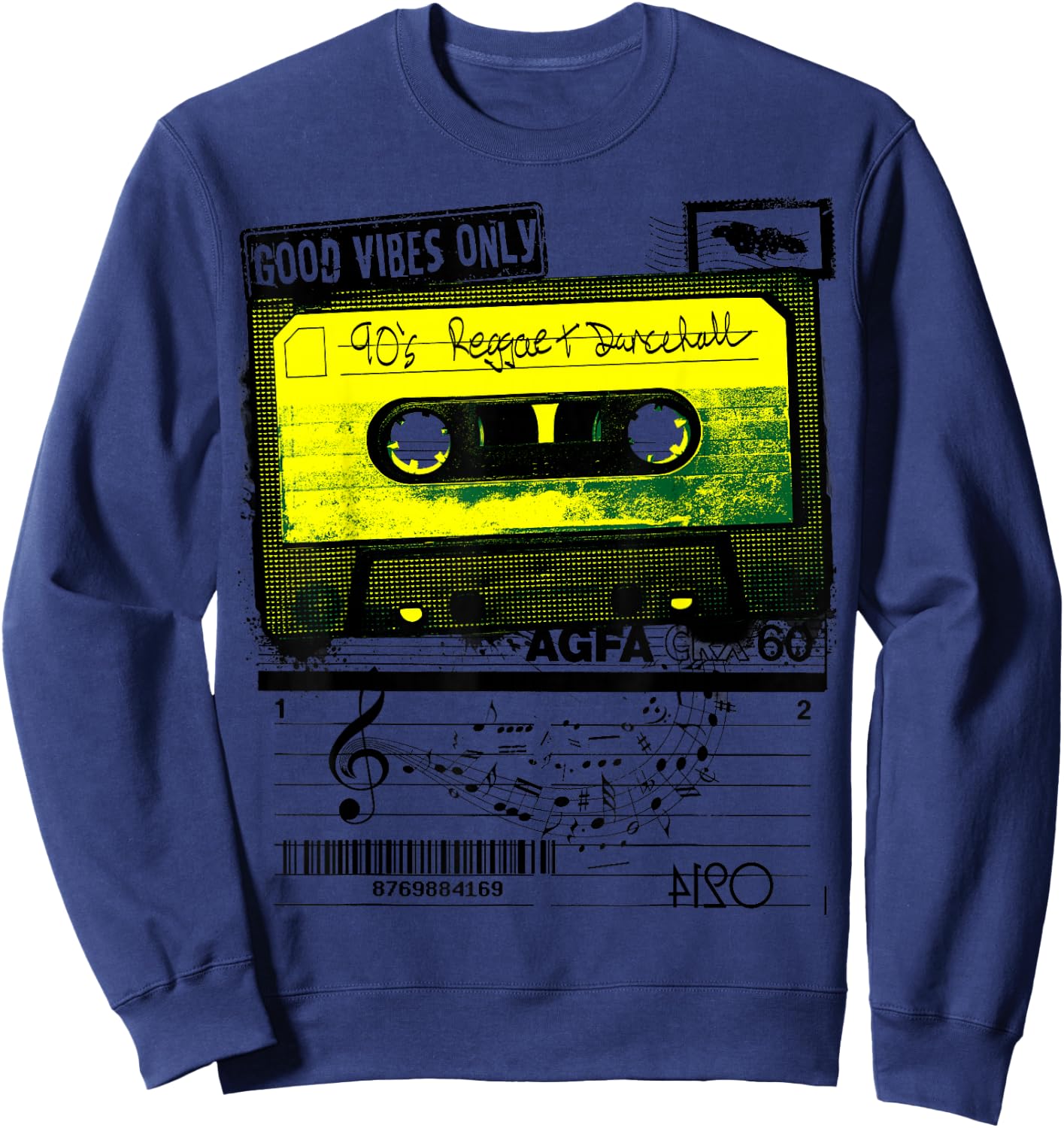 Good Vibes - 90s Era Jamaican Reggae Dancehall Sweatshirt - Sweatshirt | Navy