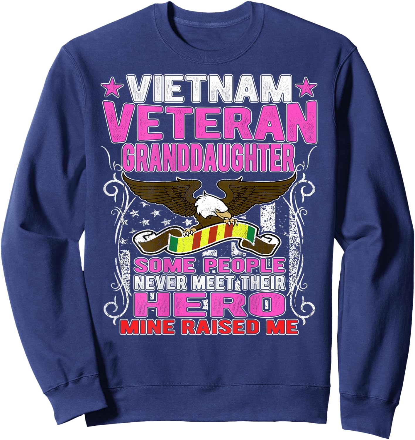 Proud Vietnam Veteran Granddaughter Shirt Military Vet Gift Sweatshirt - Sweatshirt | Navy