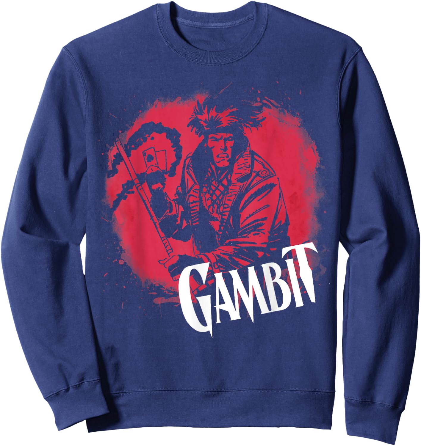 Marvel X-Men Gambit Circle Splatter Graphic Sweatshirt - Sweatshirt | Navy