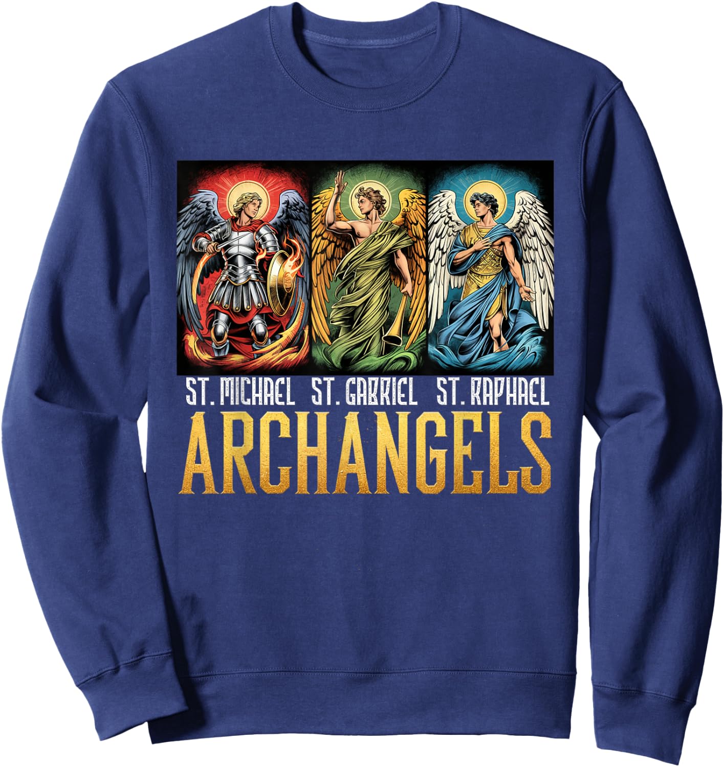 Saint Michael Catholic Archangels Biblical Sweatshirt - Sweatshirt | Navy