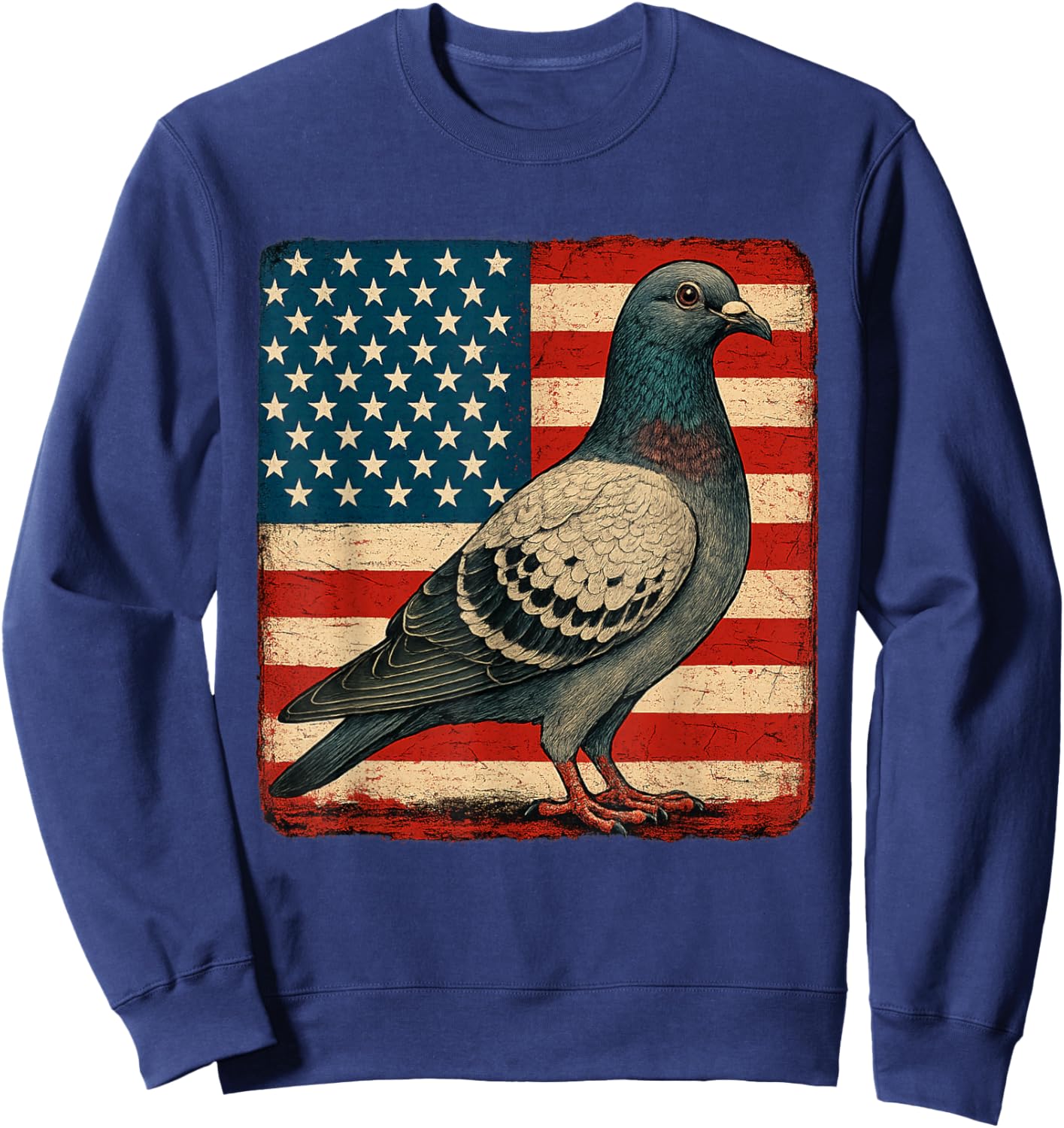 Pigeon Bird 4th of July USA Patriotic Pigeon USA Flag Sweatshirt - Sweatshirt | Navy