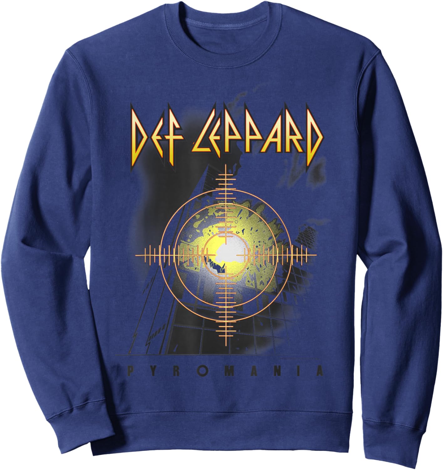 Def Leppard Pyro - Adult, Red, Small, Short Sleeve Sweatshirt - Sweatshirt | Navy