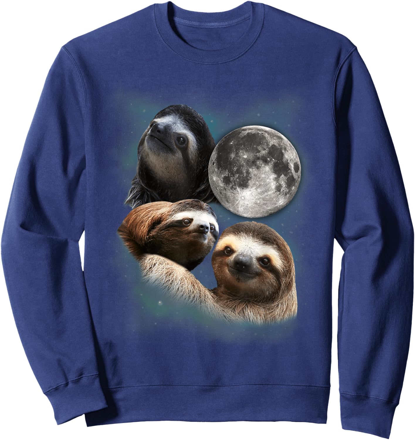 Three Sloths Moon Parody Shirt - Funny Wolf Parody Sweatshirt - Sweatshirt | Navy