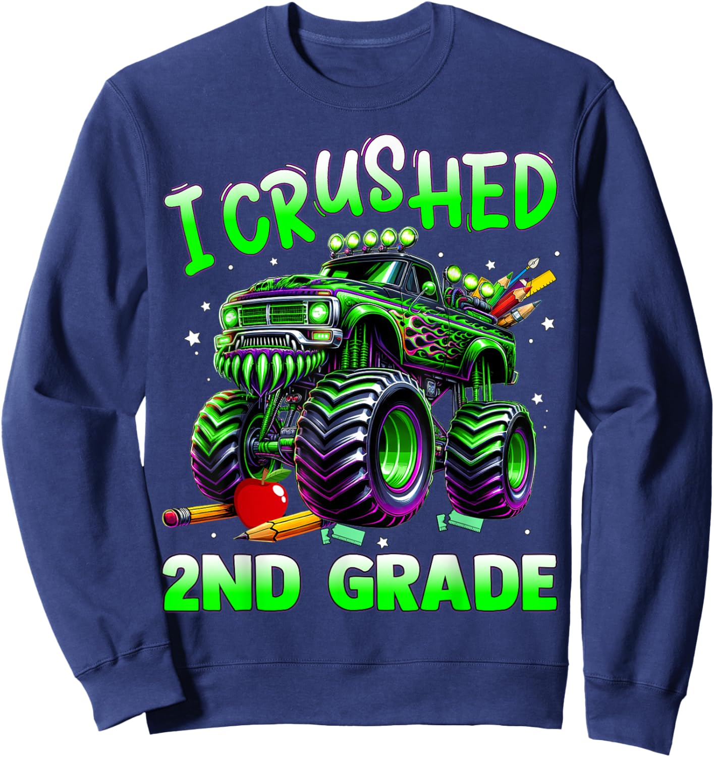 I Crushed 2nd Grade Last Day of School Boys Sweatshirt - Sweatshirt | Navy