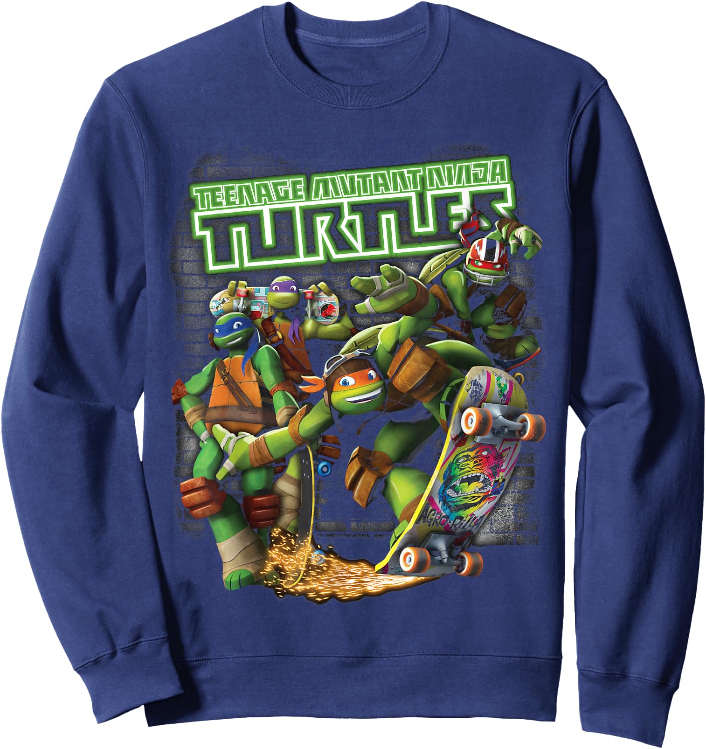 TMNT Ninjas Neon Skateboarding Sweatshirt - Sweatshirt | Navy