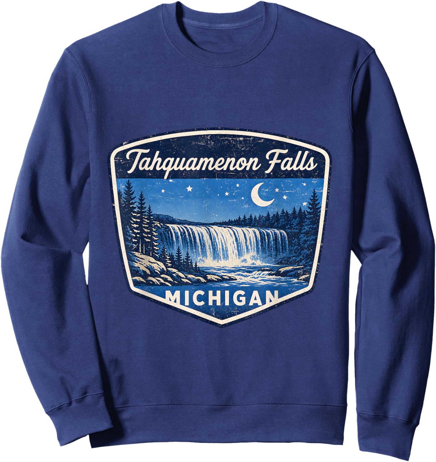 Tahquamenon Falls Michigan Waterfall Nature Outdoor Travel Sweatshirt - Sweatshirt | Navy