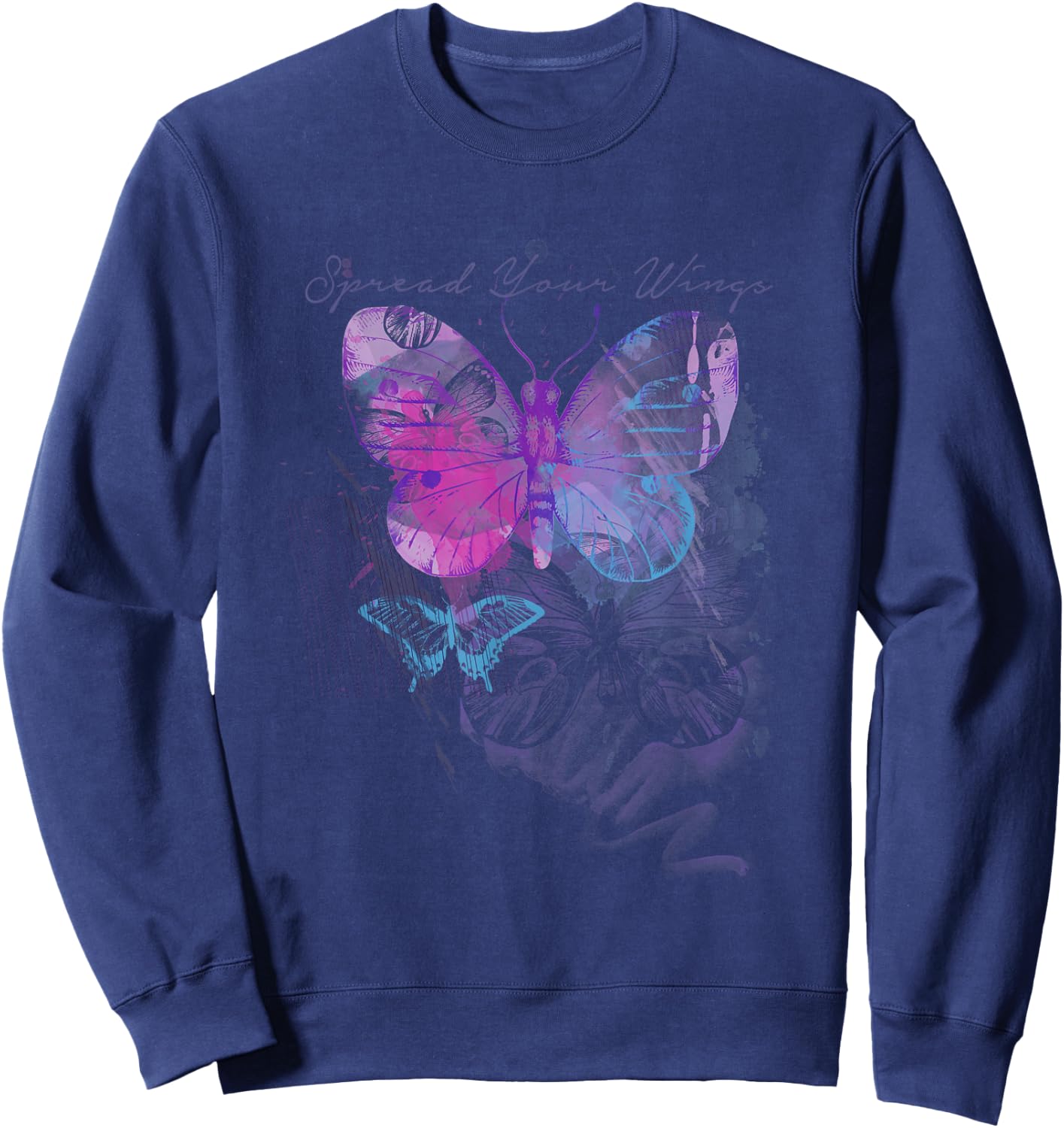 Butterfly graphic who love butterflies, gift Sweatshirt - Sweatshirt | Navy