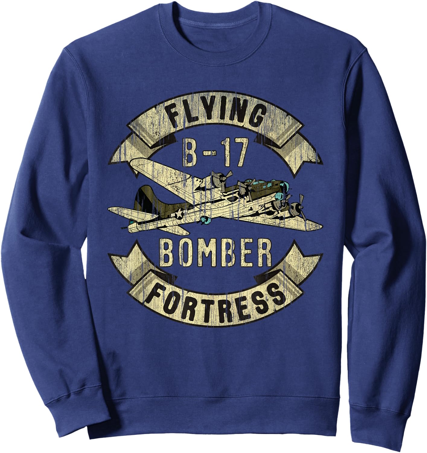 Vintage B-17 Bomber WW2 Plane Aviation Airplane Shirt Grunge Sweatshirt - Sweatshirt | Navy
