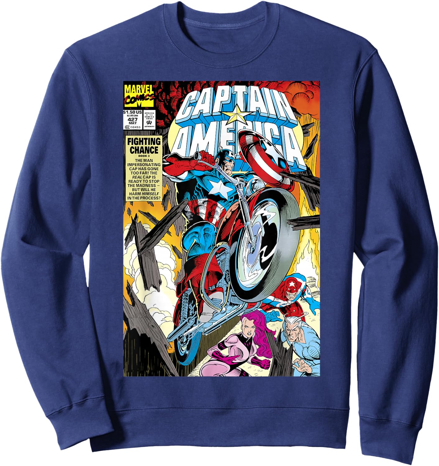 Marvel Captain America Fighting Chance Book 3 Comic Cover Sweatshirt - Sweatshirt | Navy