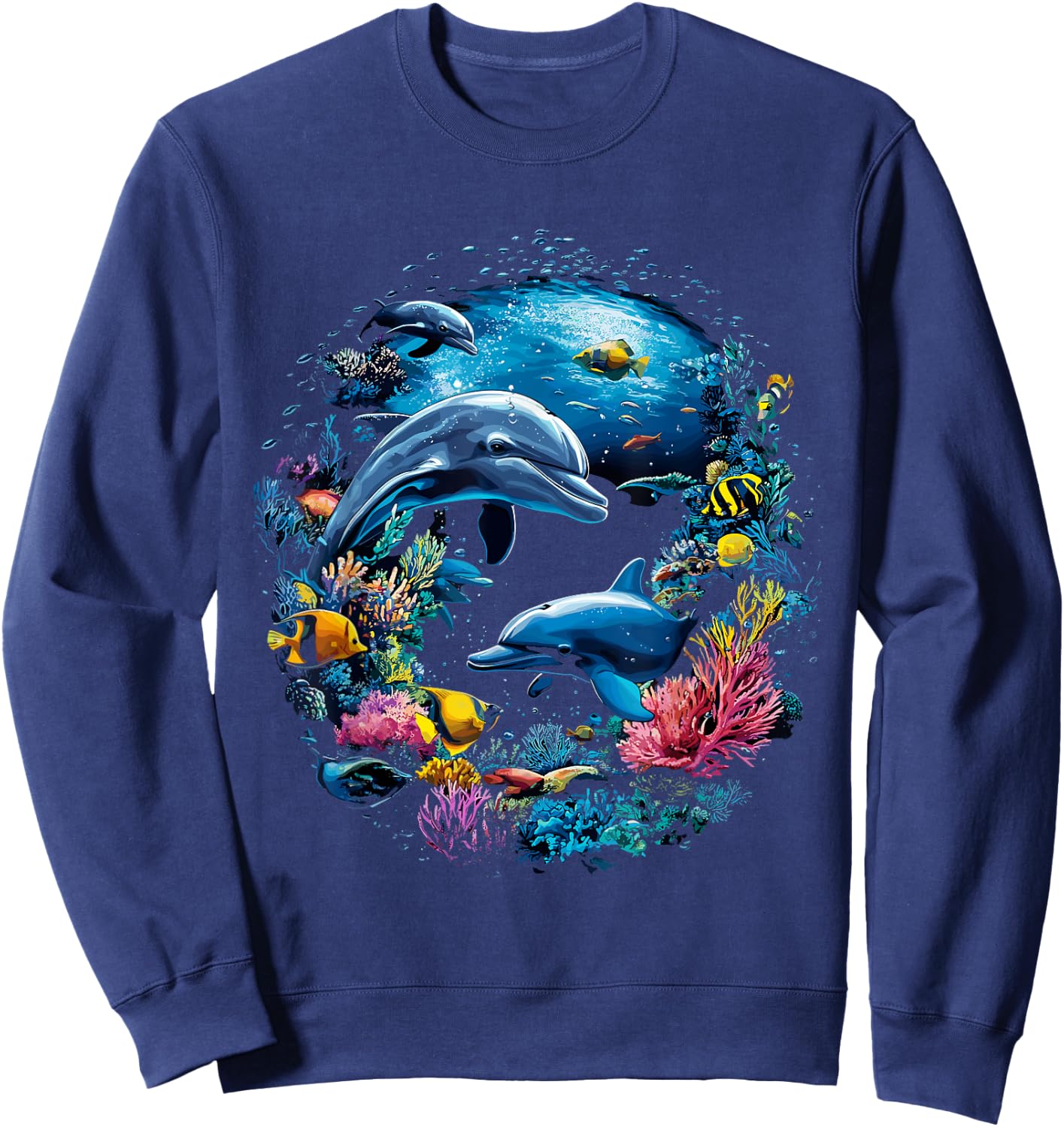 Dolphin Sea Life Save the Ocean Marine Biology Aquarium Sweatshirt - Sweatshirt | Navy