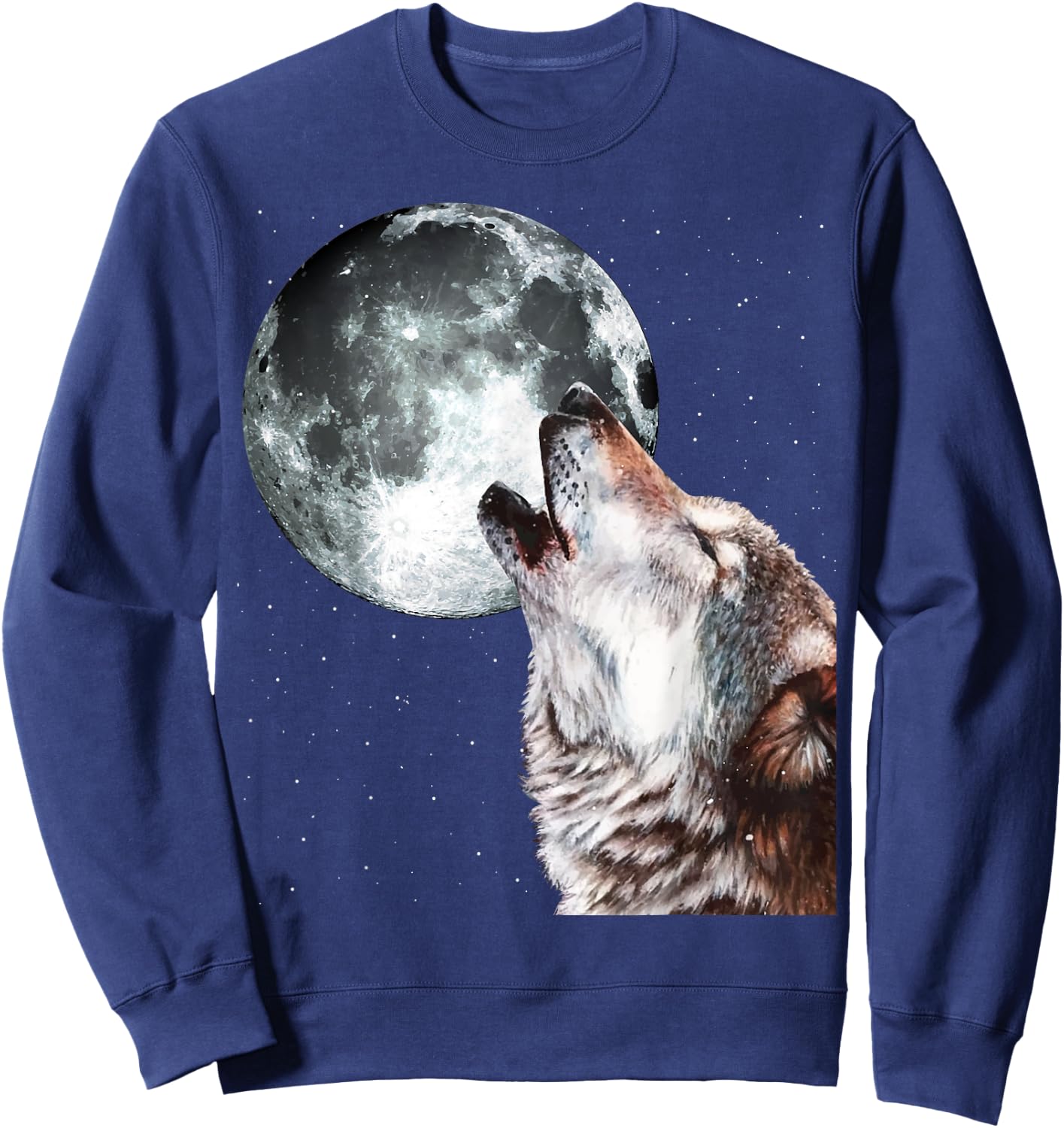 Howling Wolf At The Full Moon Men Women Wolf Lover Sweatshirt - Sweatshirt | Navy