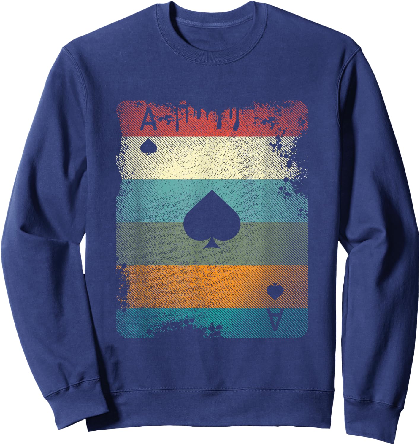 Vintage Poker Ace of Spades Retro Cards Gift Sweatshirt - Sweatshirt | Navy