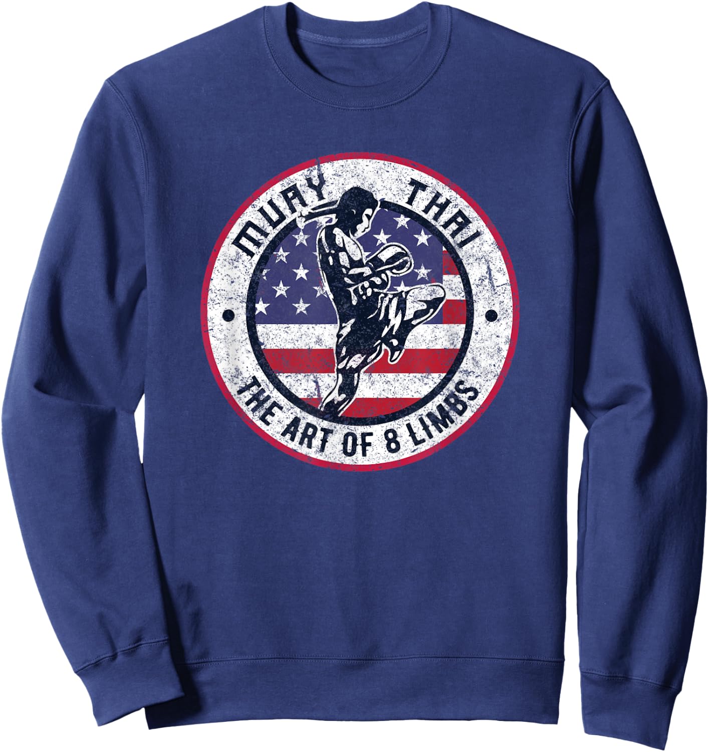 Vintage Muay Thai Karate | Boxing Mixed Martial Arts Sweatshirt - Sweatshirt | Navy