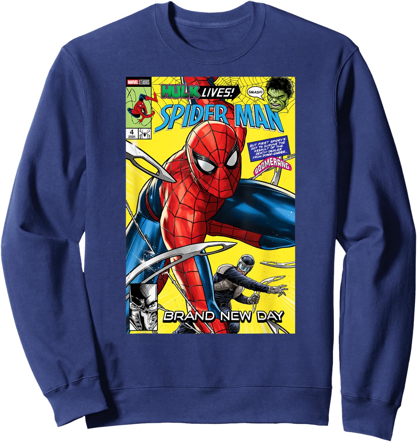 Marvel Spider-Man: BND Movie 2026 Hulk Boomerang Comic Cover Sweatshirt - Sweatshirt | Navy