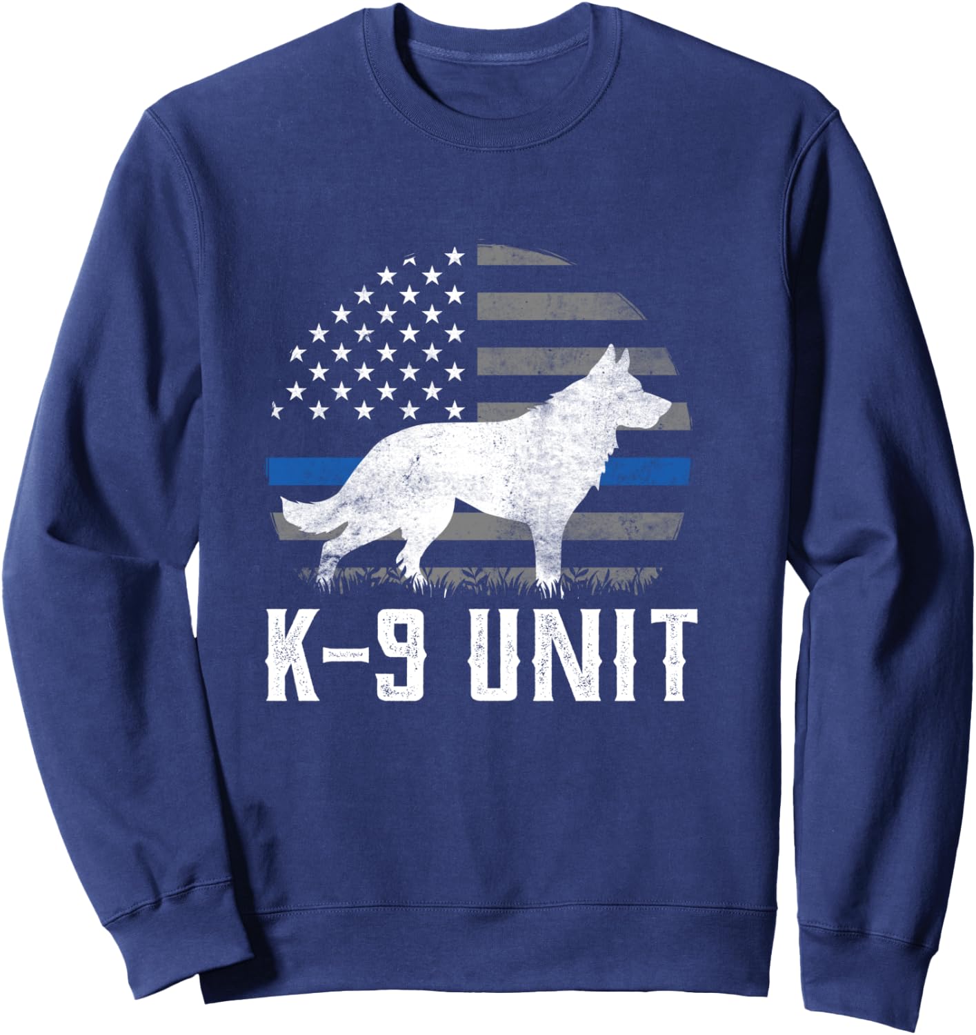 Thin Blue Line K9 German Shepherd Police Dog Gift Sweatshirt - Sweatshirt | Navy