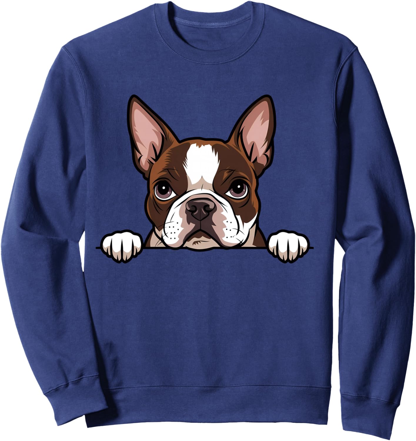 Cute Boston Terrier Peeking Puppy Funny Bostie Dog Lover Sweatshirt - Sweatshirt | Navy