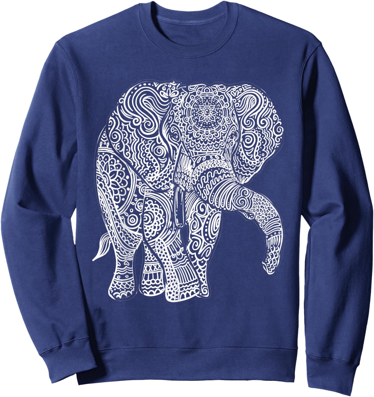 Elephant graphic, mandala, bohemian type gift, men and women Sweatshirt - Sweatshirt | Navy