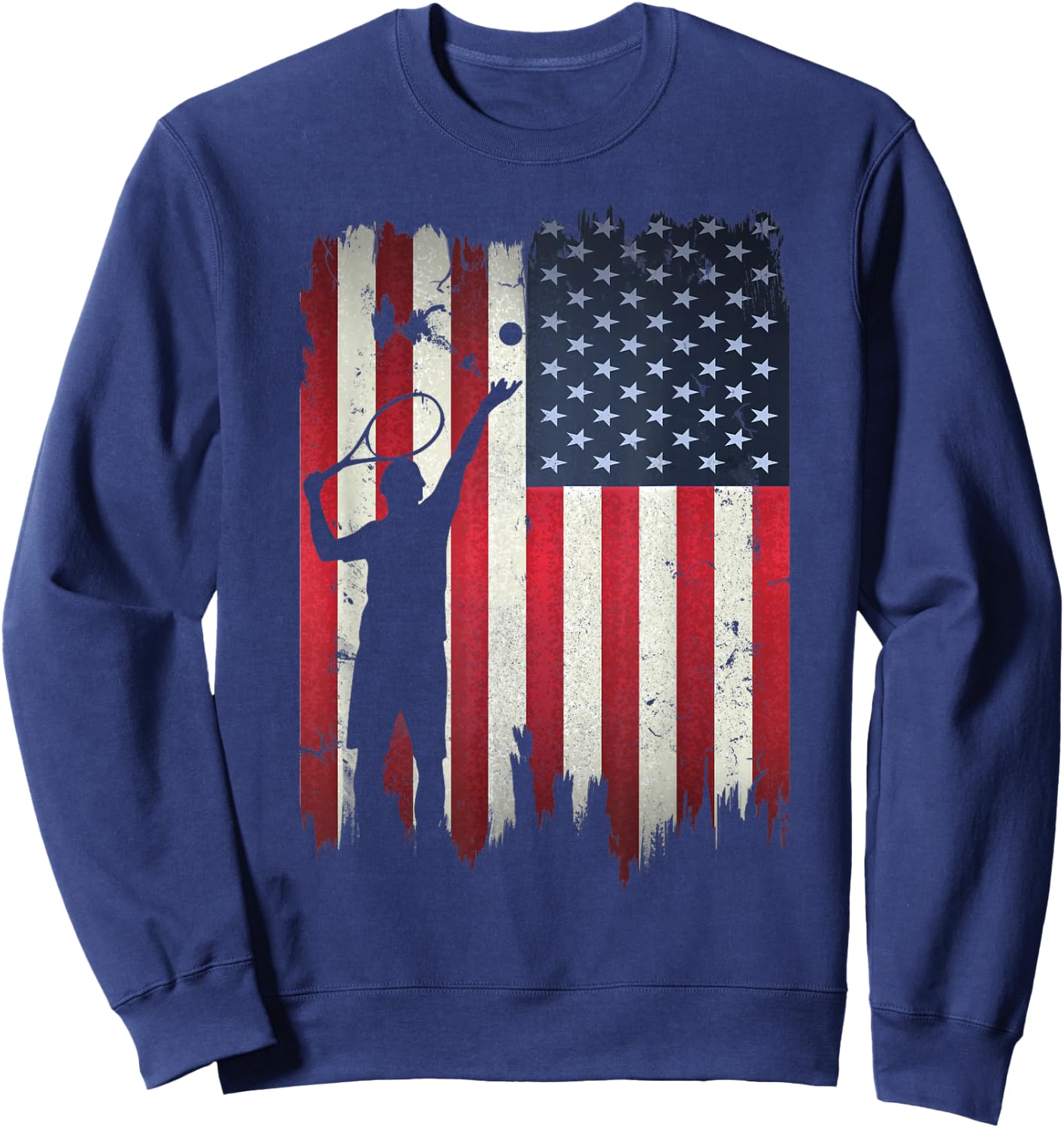 Tennis USA American Flag 4th of July Patriotic Sports Women Kids Men Sweatshirt - Sweatshirt | Navy