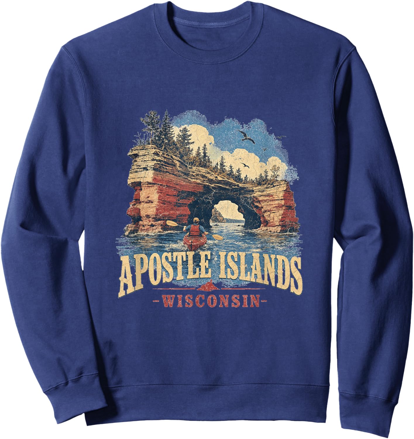 Vintage Apostle Islands Wisconsin Adventure Sweatshirt - Sweatshirt | Navy