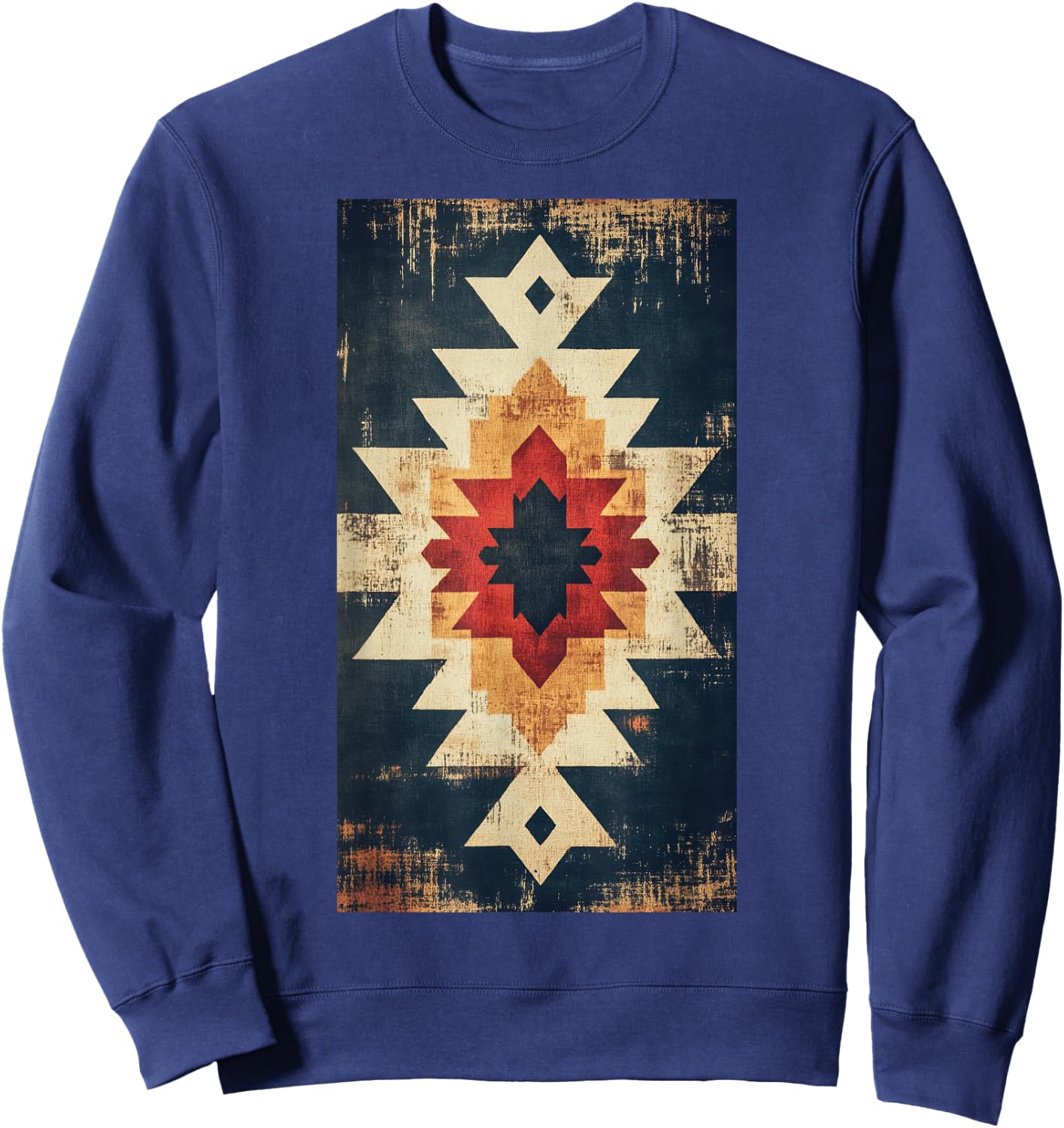 Retro Geometric Native Vintage Bohemian Ethnic Sweatshirt - Sweatshirt | Navy