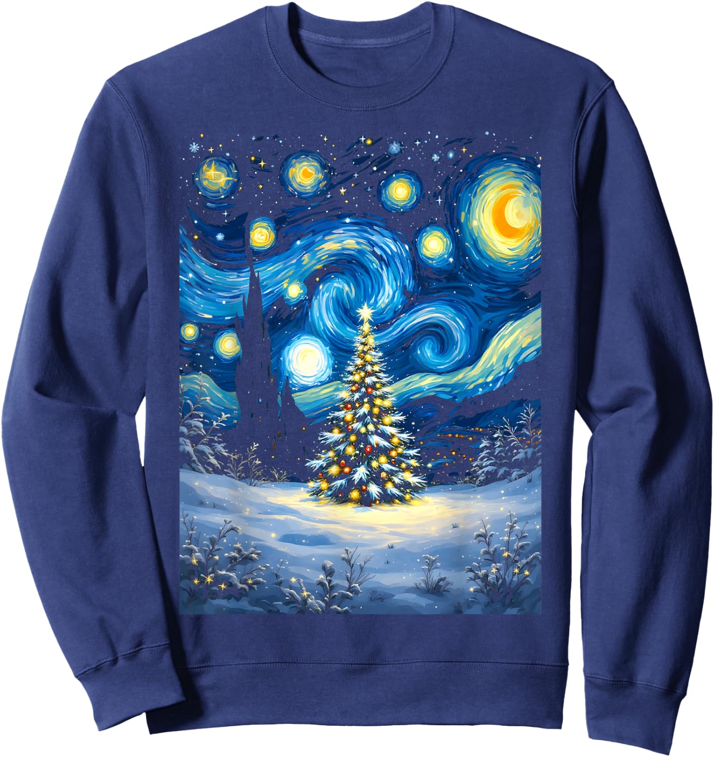 Christmas Tree Starry Night Van Gogh Winter Wonderland Sweatshirt - Sweatshirt | Navy
