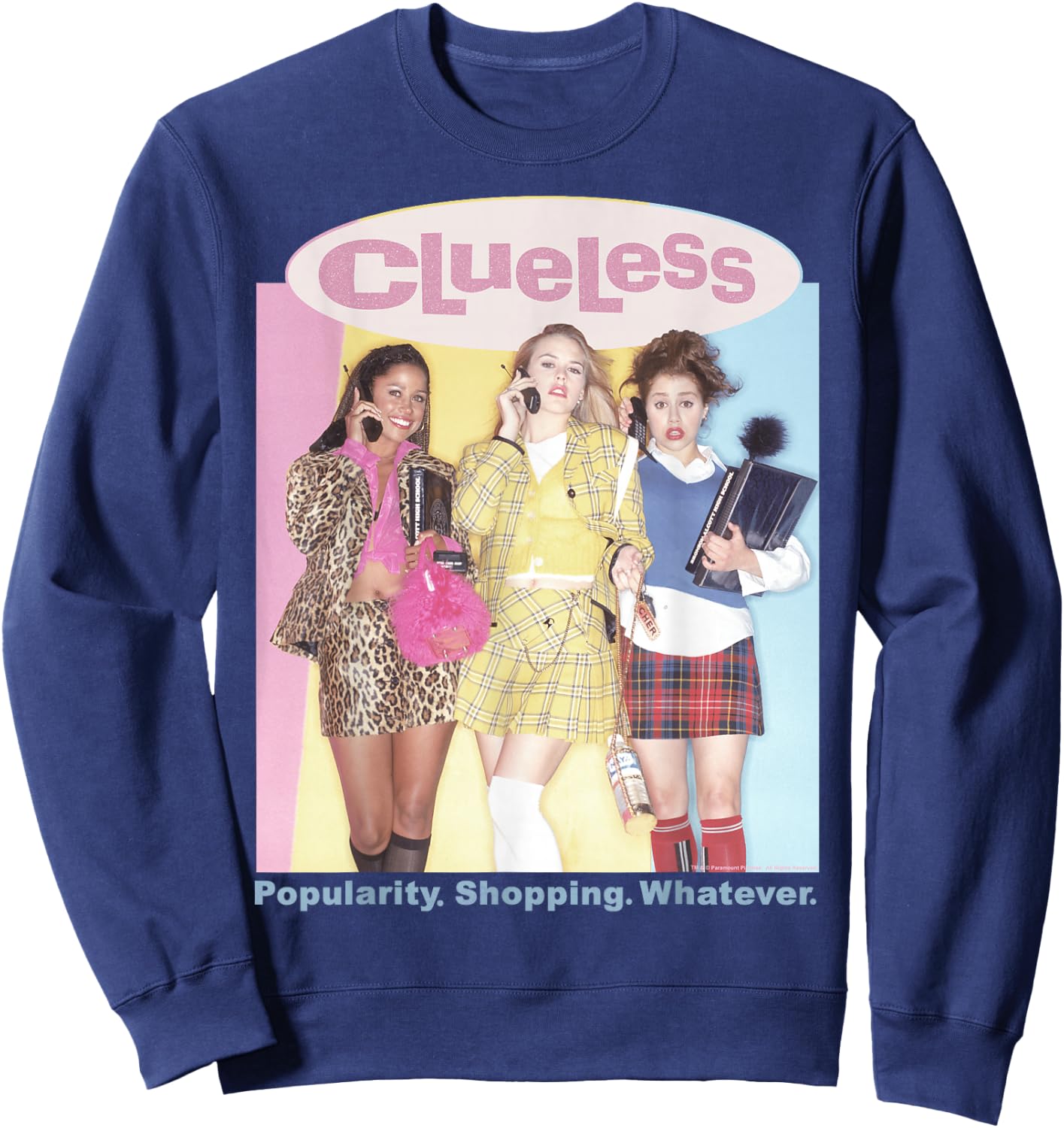 Clueless Cher's Trio Popularity Shopping Graphic Sweatshirt - Sweatshirt | Navy
