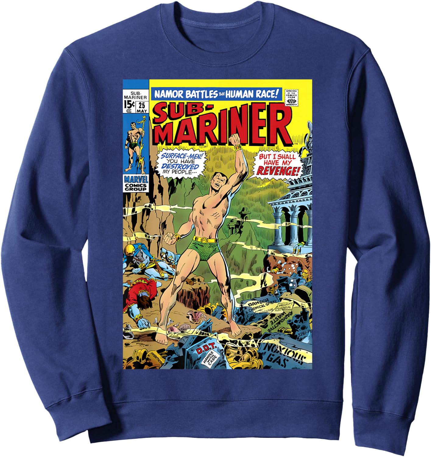 Marvel Namor The Sub-Mariner Battles The Human Race Comic Sweatshirt - Sweatshirt | Navy