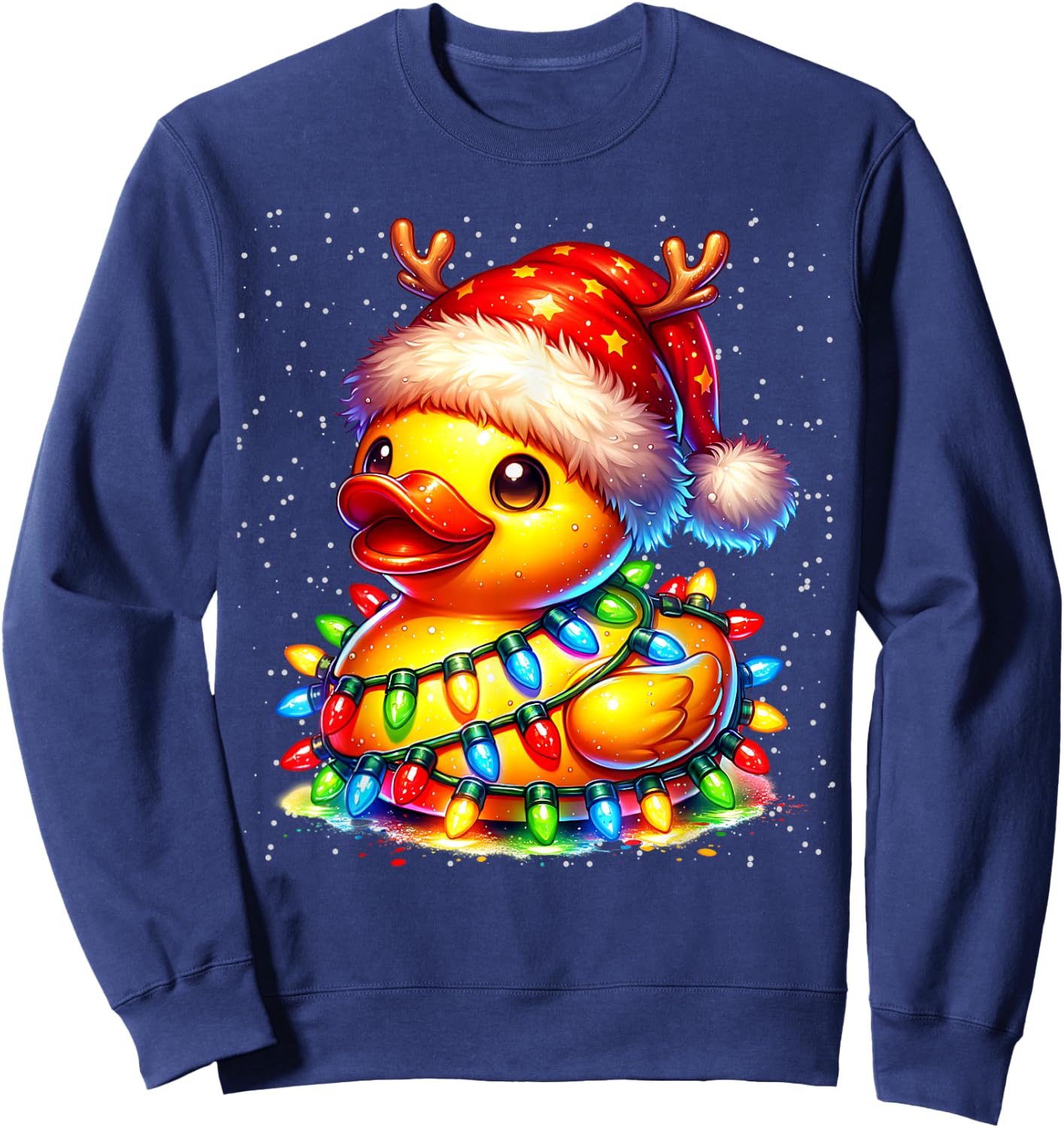 Rubber Duck Squad Christmas Light Reindeer Crew Xmas Pajama Sweatshirt - Sweatshirt | Navy