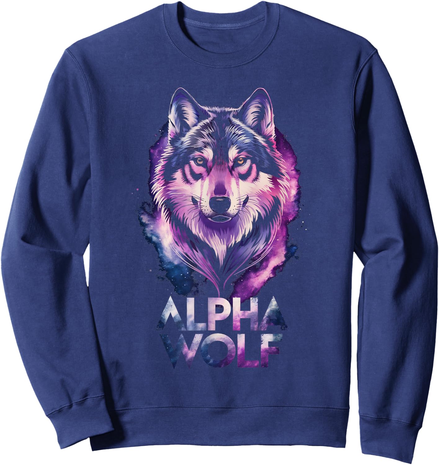 Galaxy Wolf Alpha Wolf Meme Sweatshirt - Sweatshirt | Navy