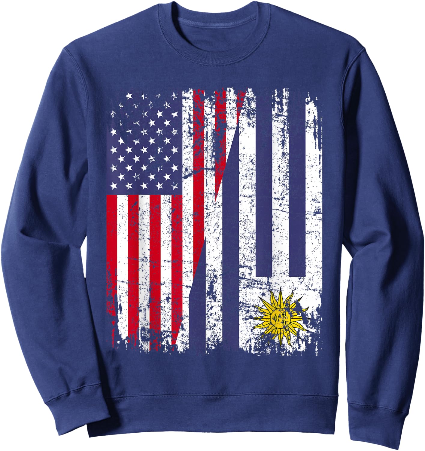 Uruguayan Roots | Half American Flag | Uruguay Sweatshirt - Sweatshirt | Navy