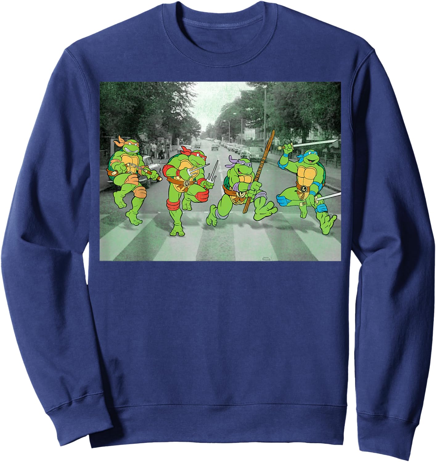 Teenage Mutant Ninja Turtles Road Crossing Parody Sweatshirt - Sweatshirt | Navy