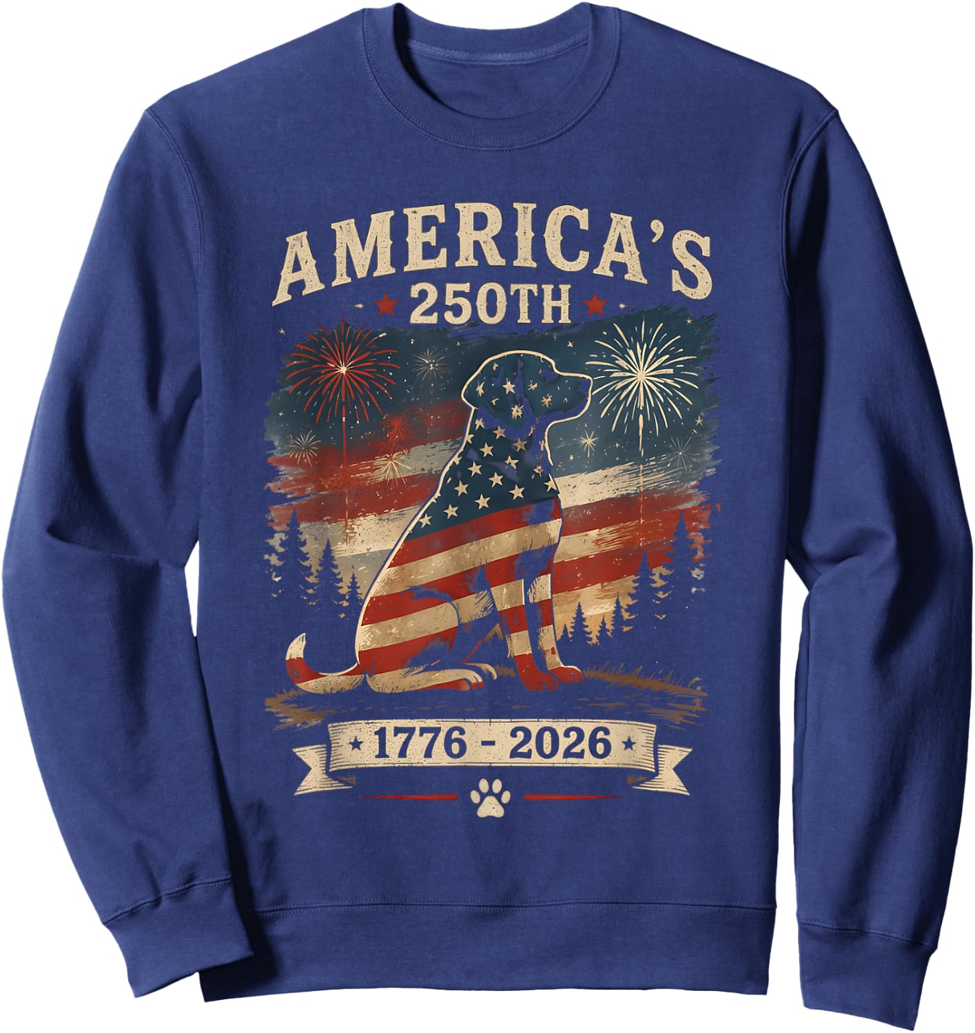 Labrador Retriever America's 250th Anniversary 1776 2026 Sweatshirt - Sweatshirt | Navy