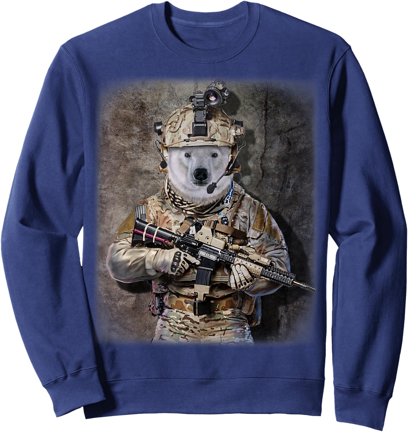 Polar Bear as Army Commando in Full Tactical Gear Sweatshirt - Sweatshirt | Navy