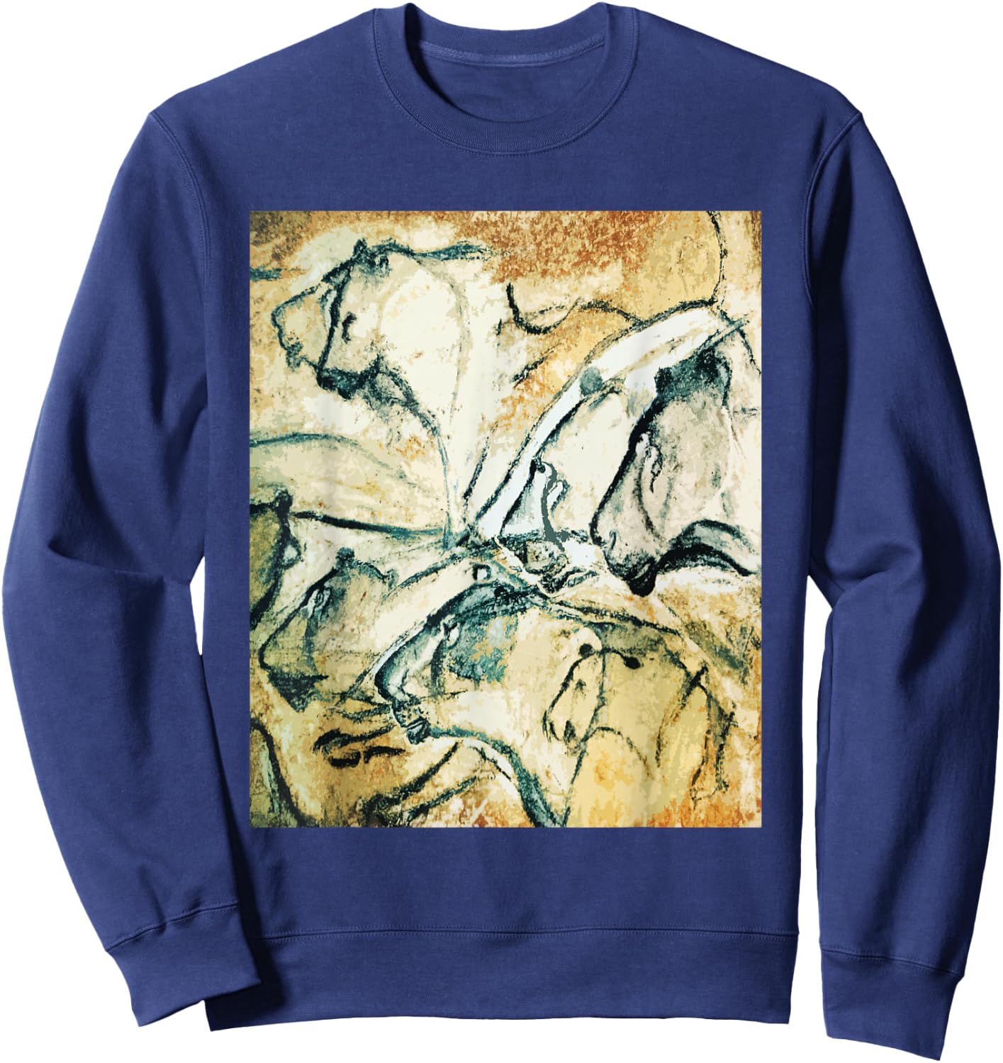 Lions From Chauvet Cave - Rock Art Petroglyph Archaeology Sweatshirt - Sweatshirt | Navy