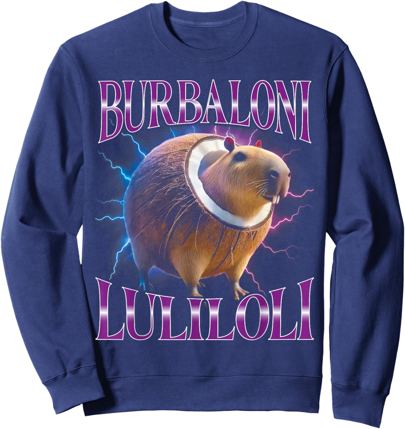 Surreal Italian Brainrot Meme Burbaloni Luliloli Funny Sweatshirt - Sweatshirt | Navy