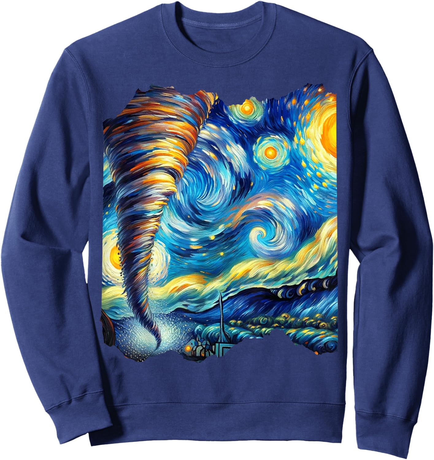 Tornado Van Gogh Art Painting Star Sky Night Nature Weather Sweatshirt - Sweatshirt | Navy