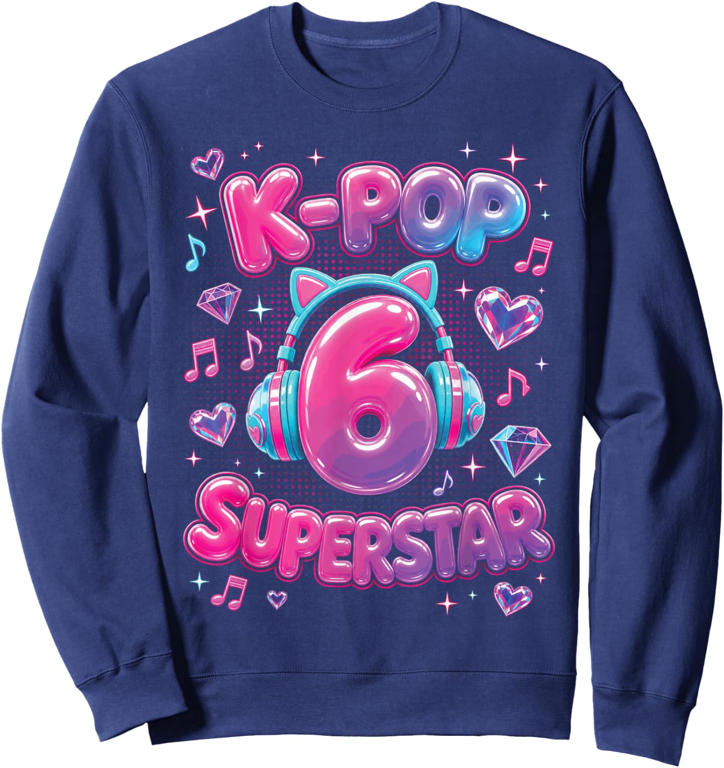 K-Pop 6th Birthday Girls 6 Year Old Girl Sweatshirt - Sweatshirt | Navy